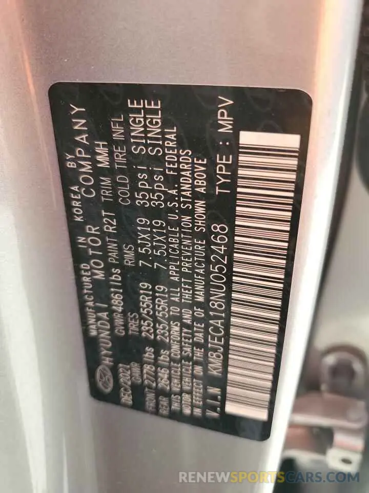13 Photograph of a damaged car KM8JECA18NU052468 HYUNDAI TUCSON 2022