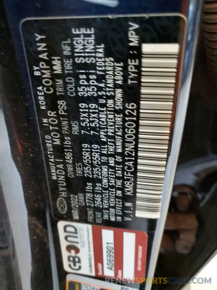 16 Photograph of a damaged car KM8JFCA12NU060126 HYUNDAI TUCSON 2022