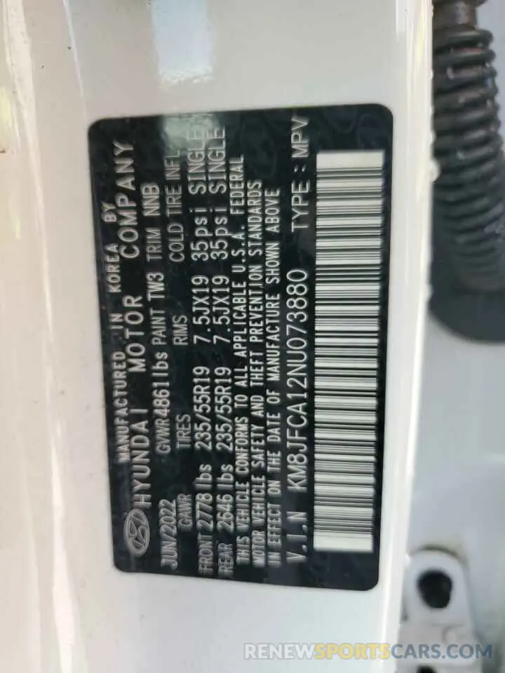 13 Photograph of a damaged car KM8JFCA12NU073880 HYUNDAI TUCSON 2022