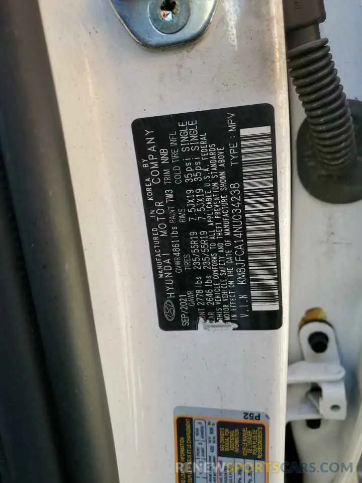 12 Photograph of a damaged car KM8JFCA14NU034238 HYUNDAI TUCSON 2022