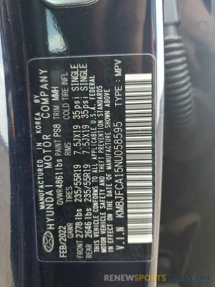 13 Photograph of a damaged car KM8JFCA15NU058595 HYUNDAI TUCSON 2022