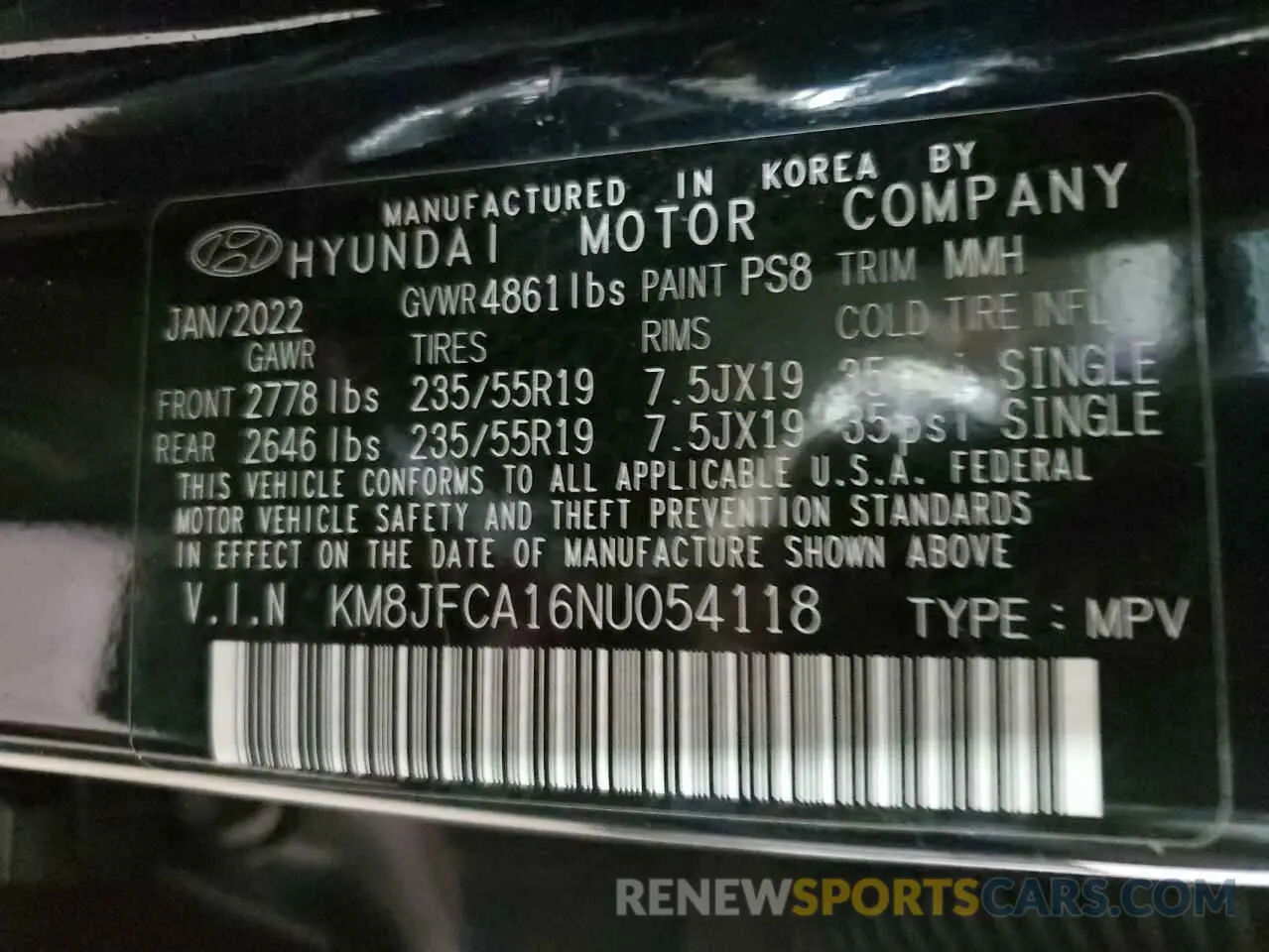 13 Photograph of a damaged car KM8JFCA16NU054118 HYUNDAI TUCSON 2022