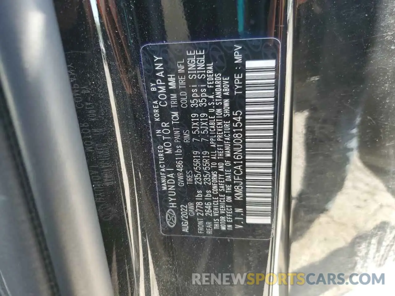12 Photograph of a damaged car KM8JFCA16NU081545 HYUNDAI TUCSON 2022