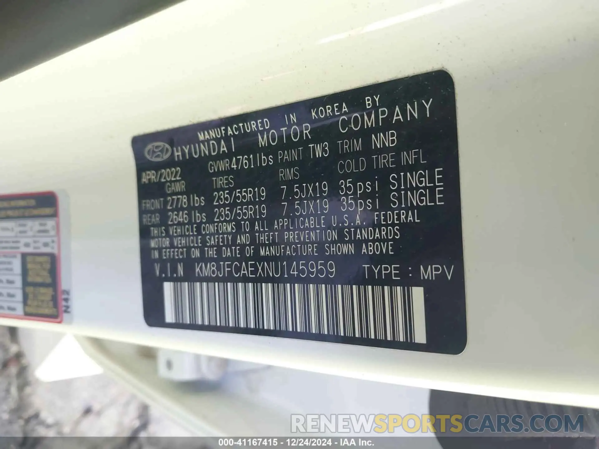 9 Photograph of a damaged car KM8JFCAEXNU145959 HYUNDAI TUCSON 2022