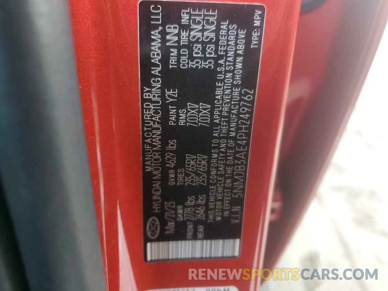 15 Photograph of a damaged car 5NMJB3AE4PH249762 HYUNDAI TUCSON 2023