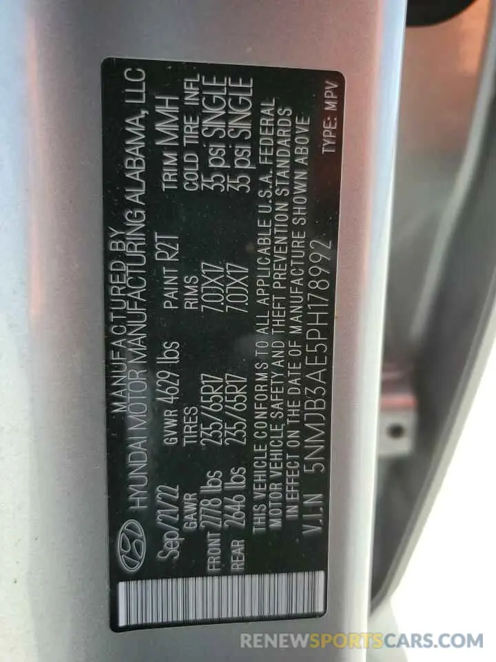 13 Photograph of a damaged car 5NMJB3AE5PH178992 HYUNDAI TUCSON 2023