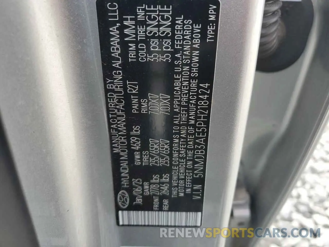 15 Photograph of a damaged car 5NMJB3AE5PH218424 HYUNDAI TUCSON 2023