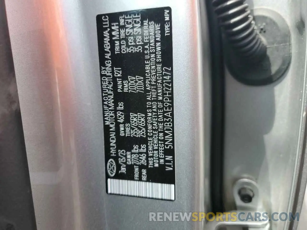 13 Photograph of a damaged car 5NMJB3AE9PH221472 HYUNDAI TUCSON 2023