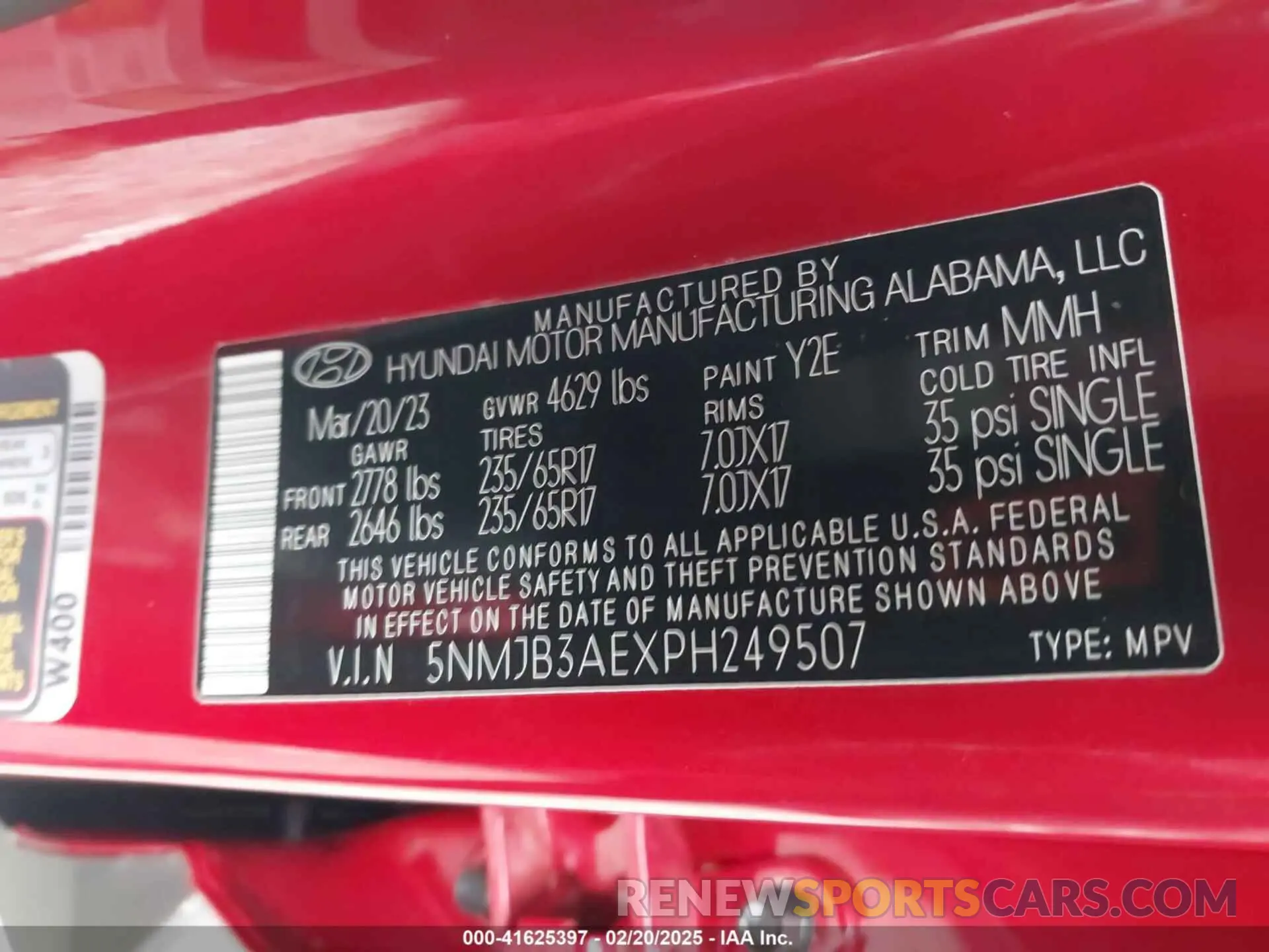 9 Photograph of a damaged car 5NMJB3AEXPH249507 HYUNDAI TUCSON 2023