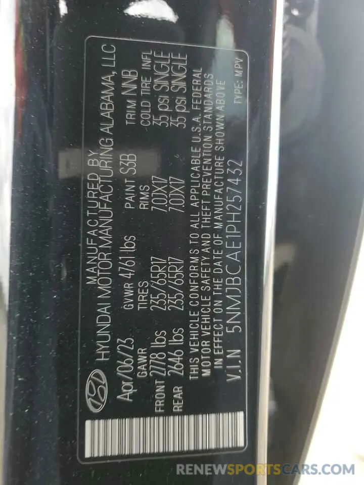 13 Photograph of a damaged car 5NMJBCAE1PH257432 HYUNDAI TUCSON 2023