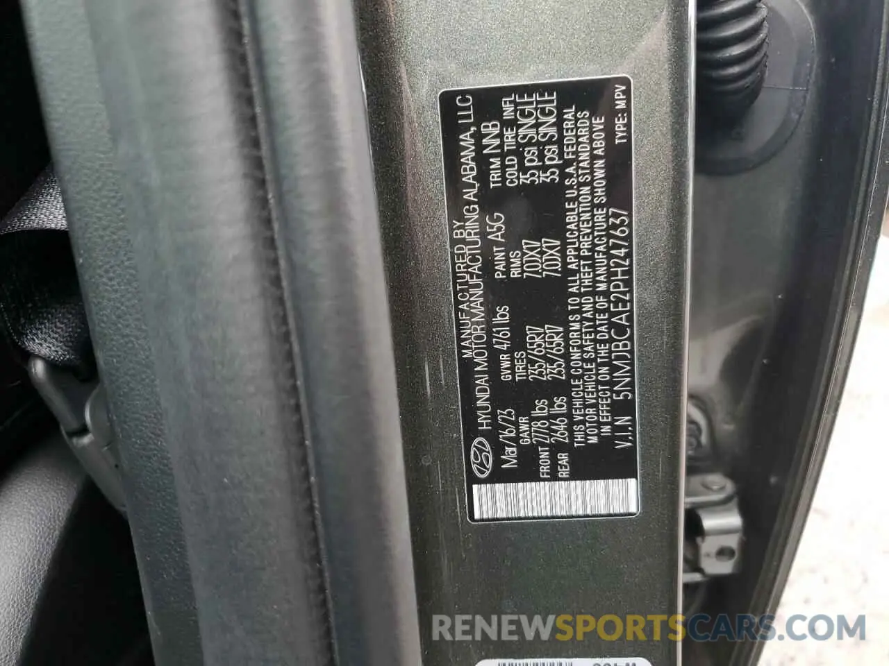 12 Photograph of a damaged car 5NMJBCAE2PH247637 HYUNDAI TUCSON 2023