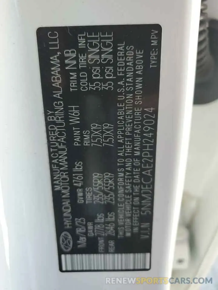 13 Photograph of a damaged car 5NMJECAE2PH249024 HYUNDAI TUCSON 2023