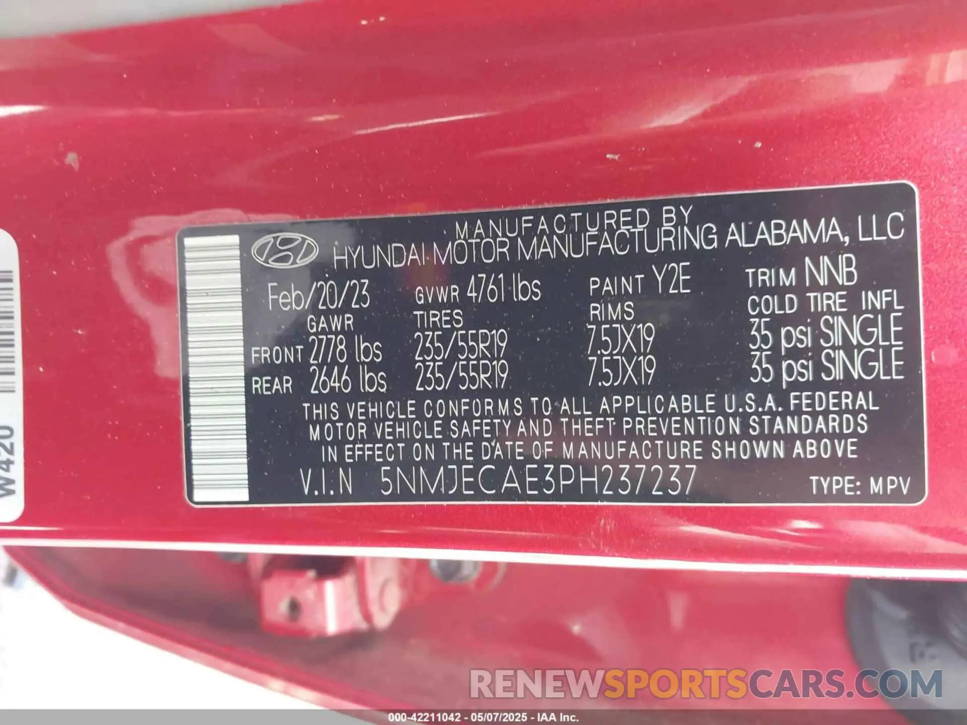 9 Photograph of a damaged car 5NMJECAE3PH237237 HYUNDAI TUCSON 2023