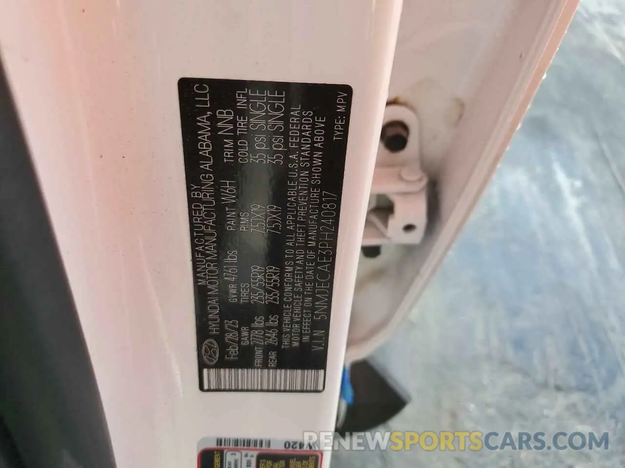 13 Photograph of a damaged car 5NMJECAE3PH240817 HYUNDAI TUCSON 2023