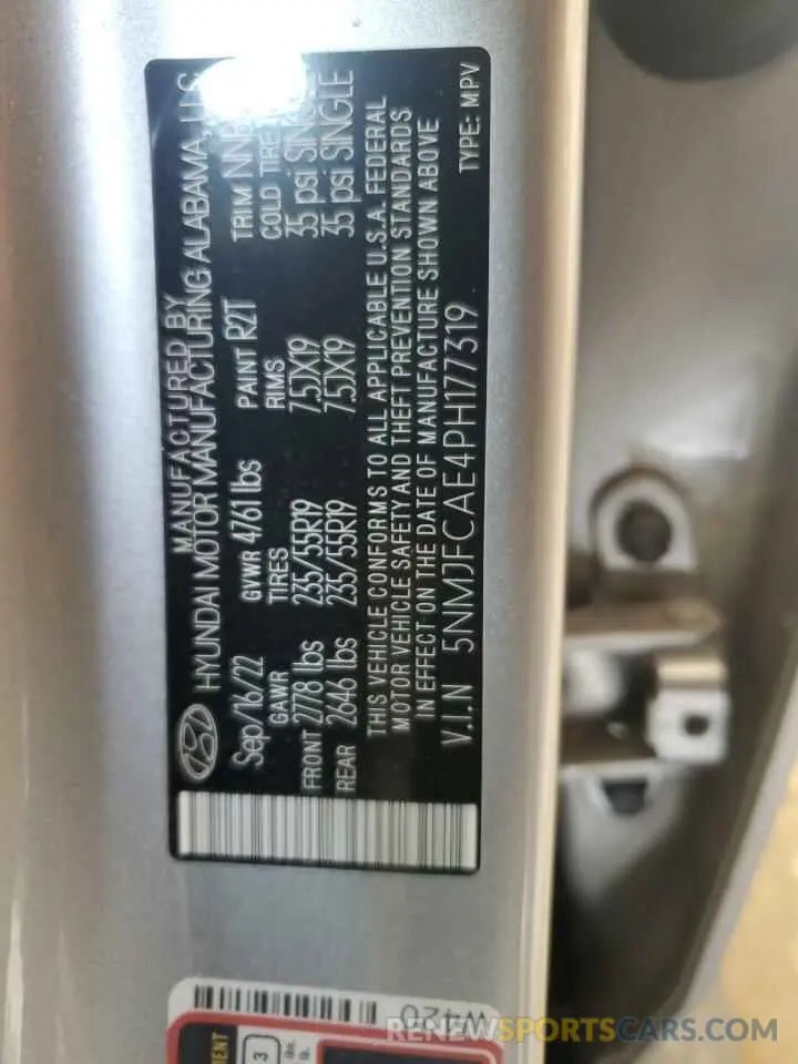 13 Photograph of a damaged car 5NMJFCAE4PH177319 HYUNDAI TUCSON 2023