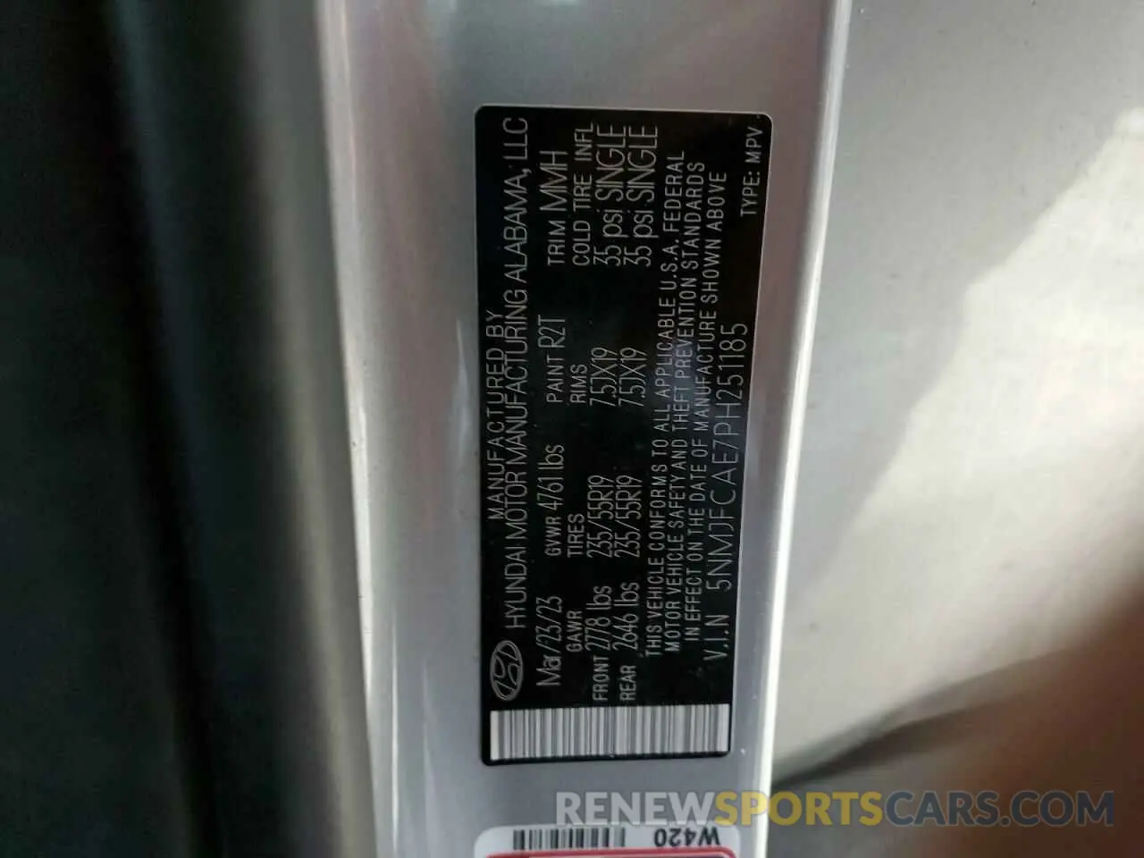 15 Photograph of a damaged car 5NMJFCAE7PH251185 HYUNDAI TUCSON 2023
