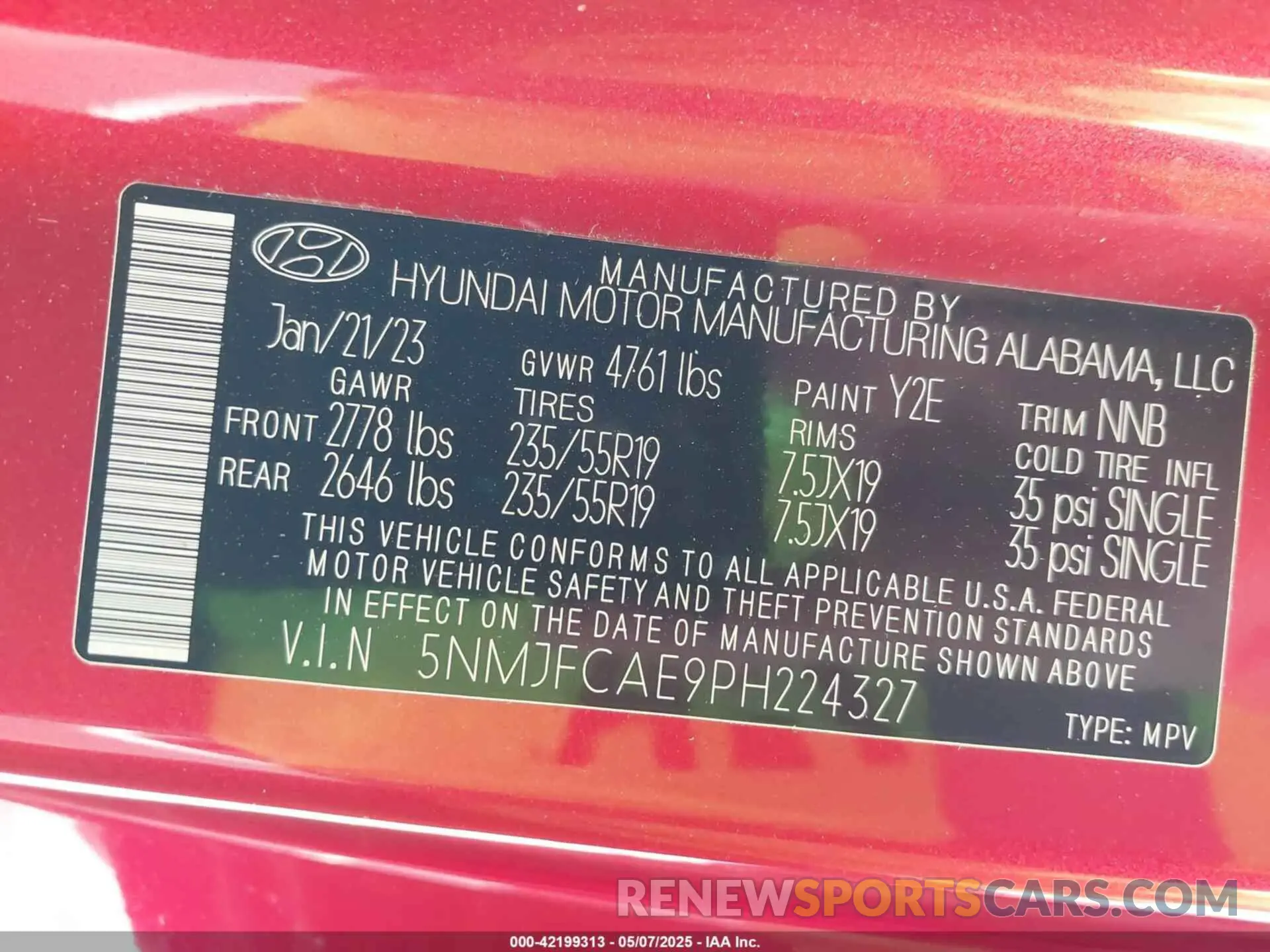 9 Photograph of a damaged car 5NMJFCAE9PH224327 HYUNDAI TUCSON 2023
