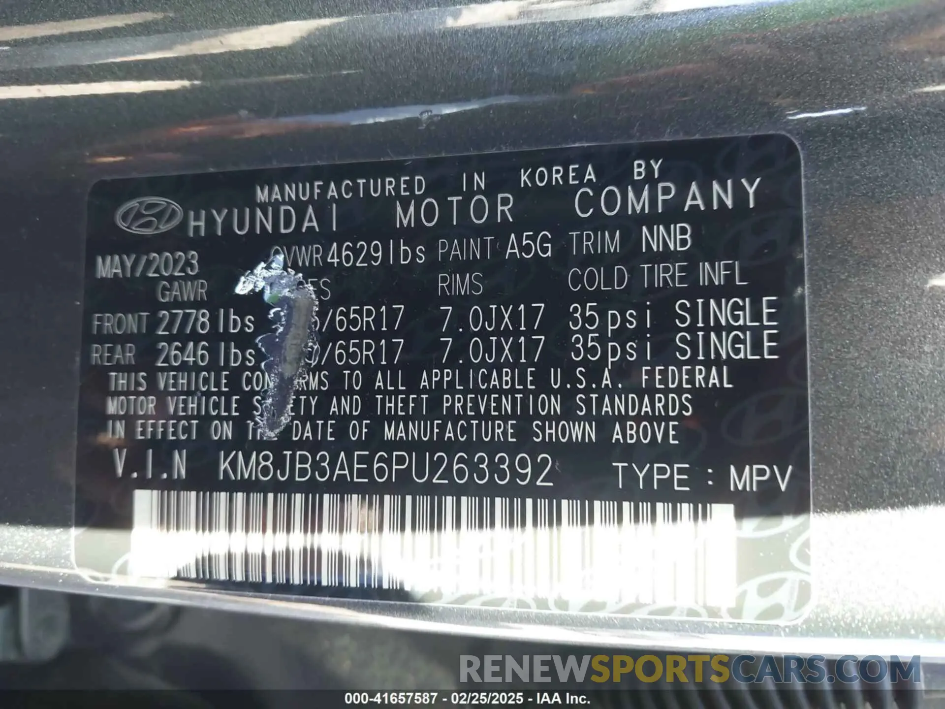 9 Photograph of a damaged car KM8JB3AE6PU263392 HYUNDAI TUCSON 2023