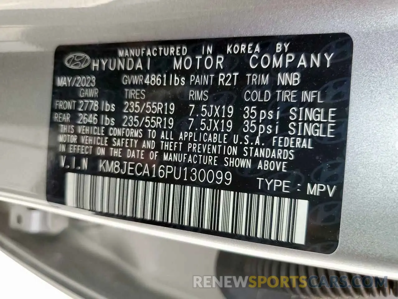 13 Photograph of a damaged car KM8JECA16PU130099 HYUNDAI TUCSON 2023