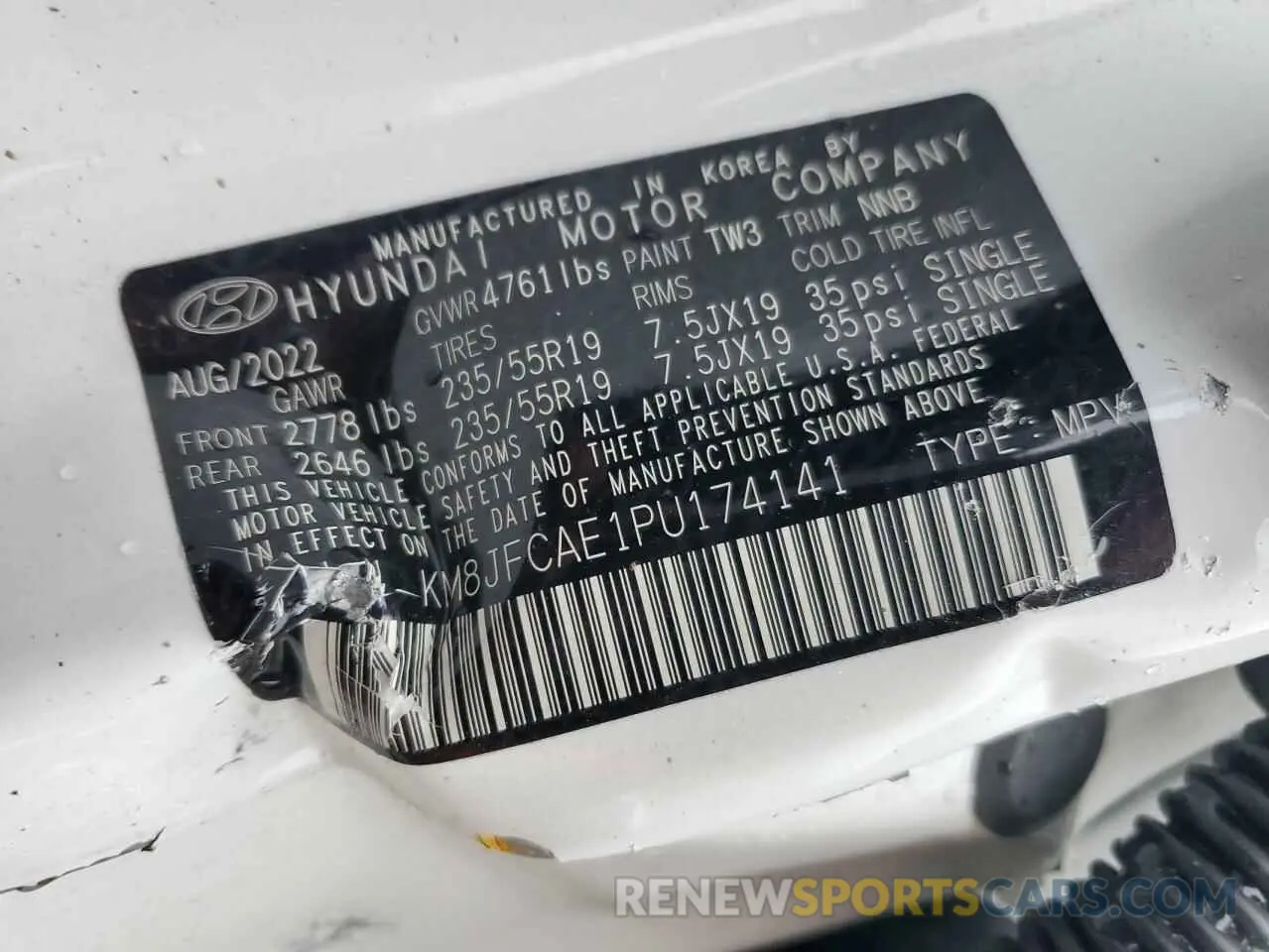 14 Photograph of a damaged car KM8JFCAE1PU174141 HYUNDAI TUCSON 2023