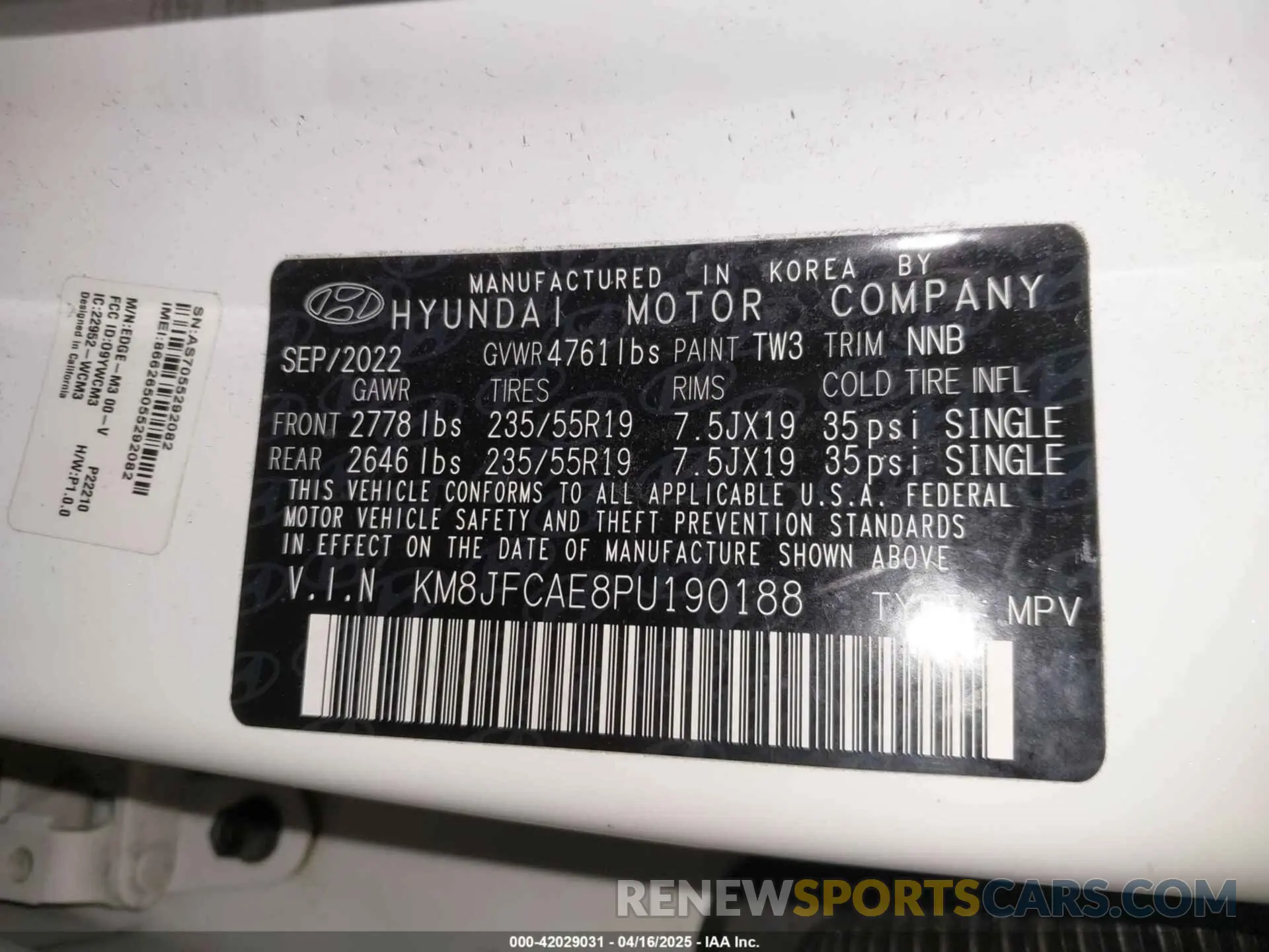9 Photograph of a damaged car KM8JFCAE8PU190188 HYUNDAI TUCSON 2023