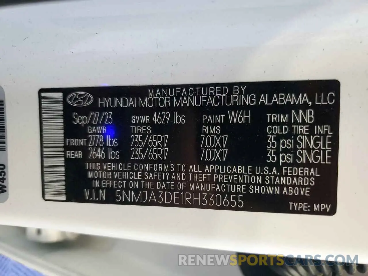 13 Photograph of a damaged car 5NMJA3DE1RH330655 HYUNDAI TUCSON 2024