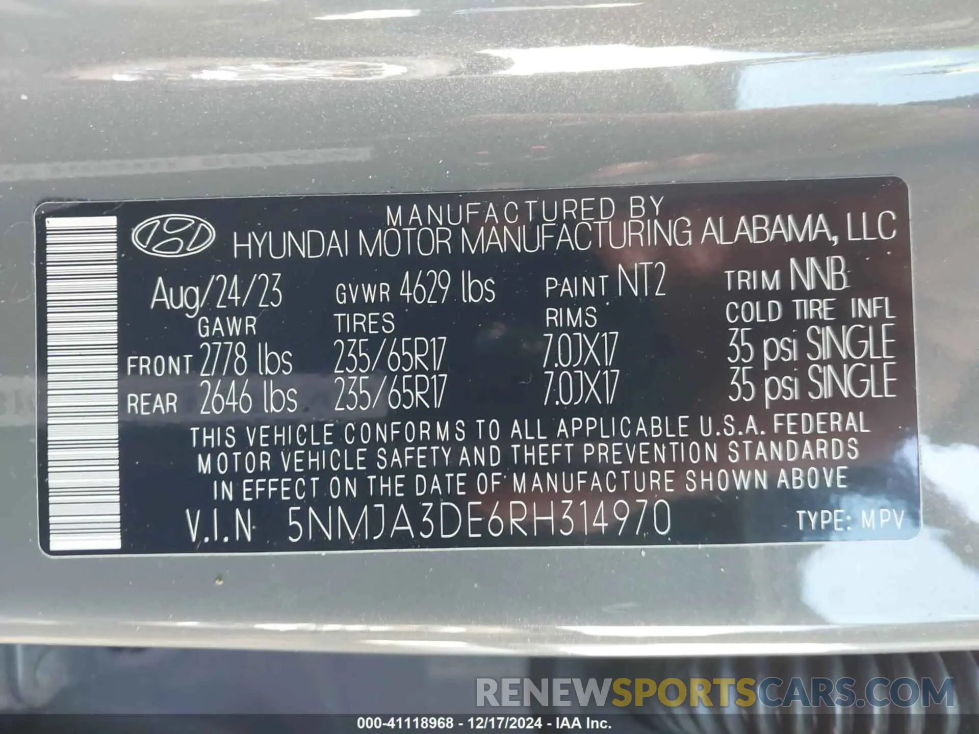 9 Photograph of a damaged car 5NMJA3DE6RH314970 HYUNDAI TUCSON 2024