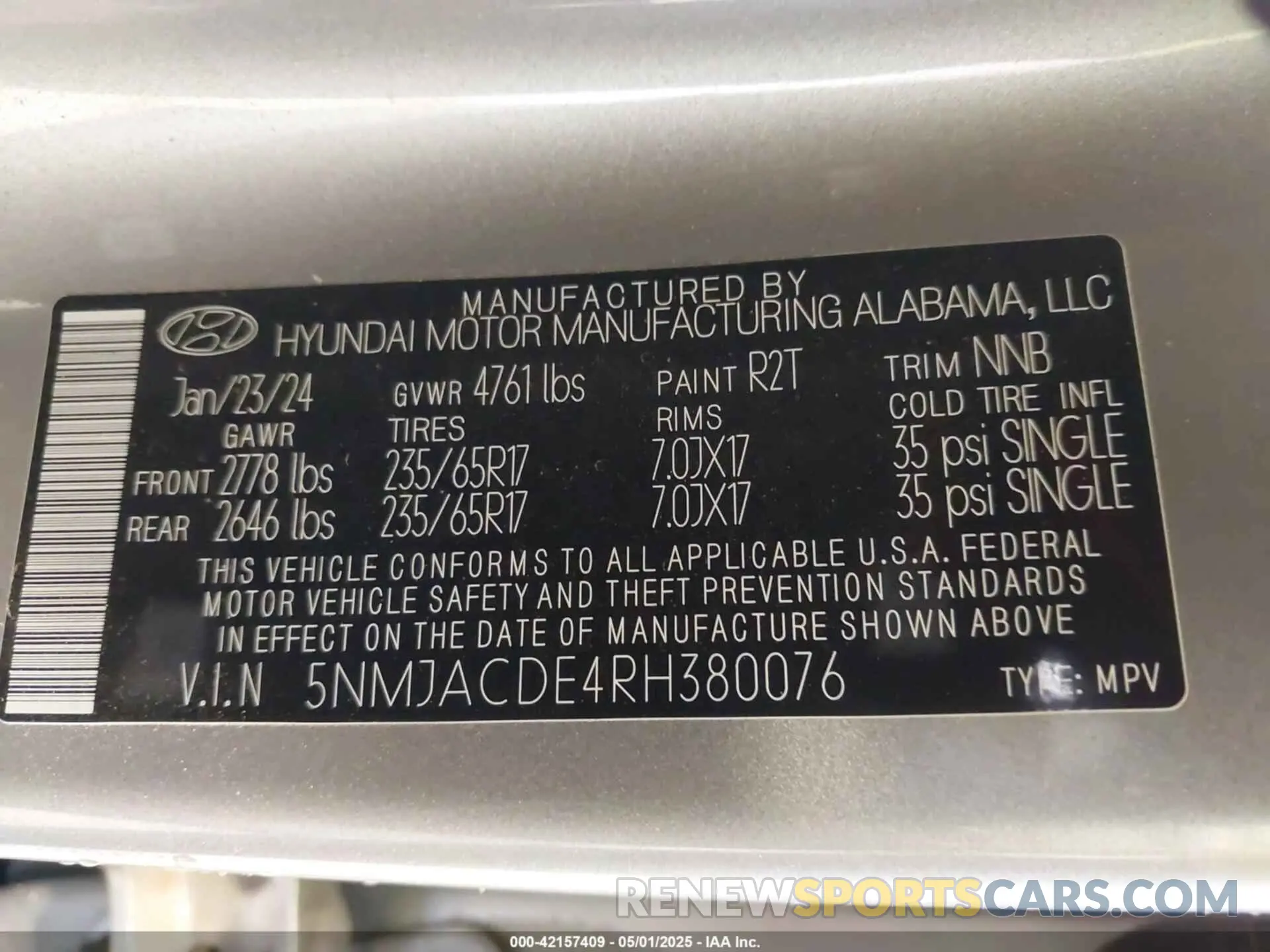 9 Photograph of a damaged car 5NMJACDE4RH380076 HYUNDAI TUCSON 2024