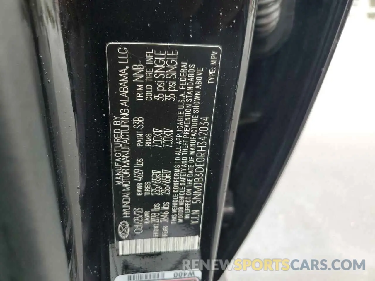 13 Photograph of a damaged car 5NMJB3DE0RH342034 HYUNDAI TUCSON 2024