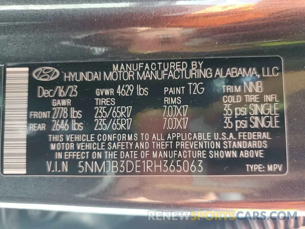13 Photograph of a damaged car 5NMJB3DE1RH365063 HYUNDAI TUCSON 2024