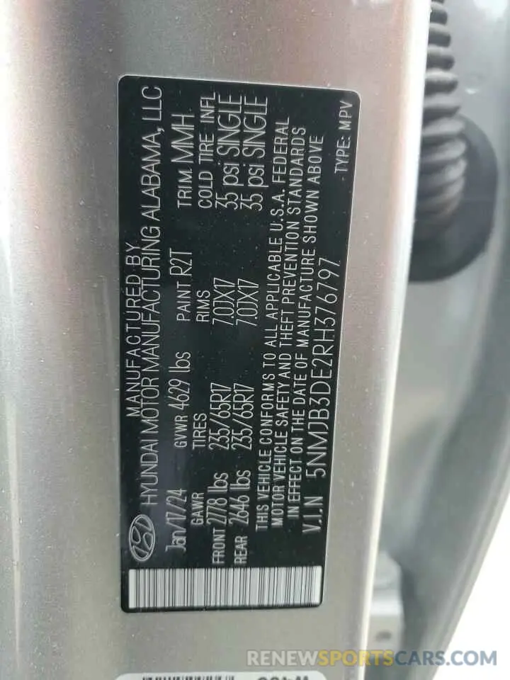 13 Photograph of a damaged car 5NMJB3DE2RH376797 HYUNDAI TUCSON 2024