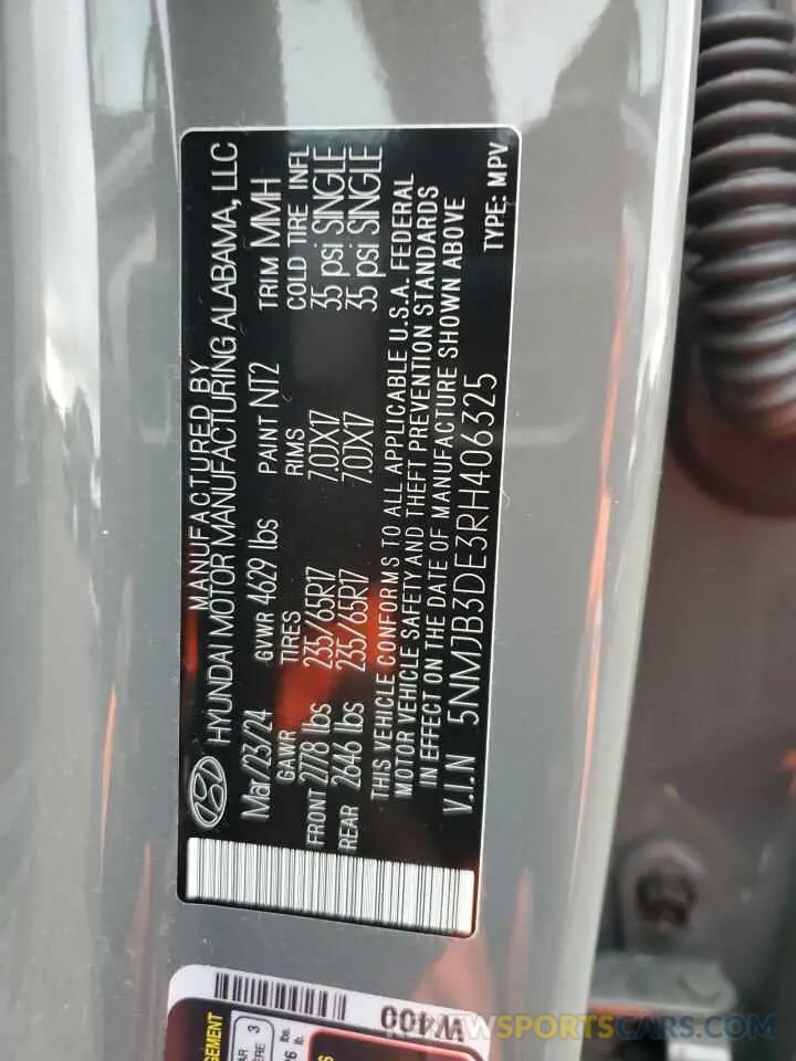 13 Photograph of a damaged car 5NMJB3DE3RH406325 HYUNDAI TUCSON 2024