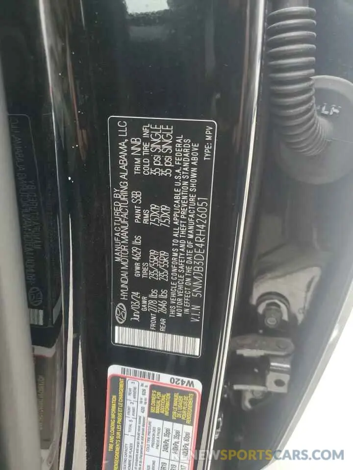 13 Photograph of a damaged car 5NMJB3DE4RH426051 HYUNDAI TUCSON 2024