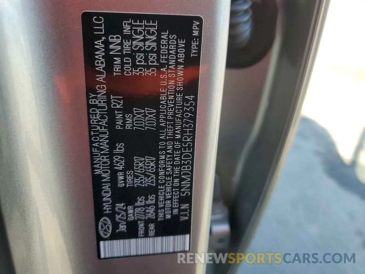 15 Photograph of a damaged car 5NMJB3DE5RH379354 HYUNDAI TUCSON 2024