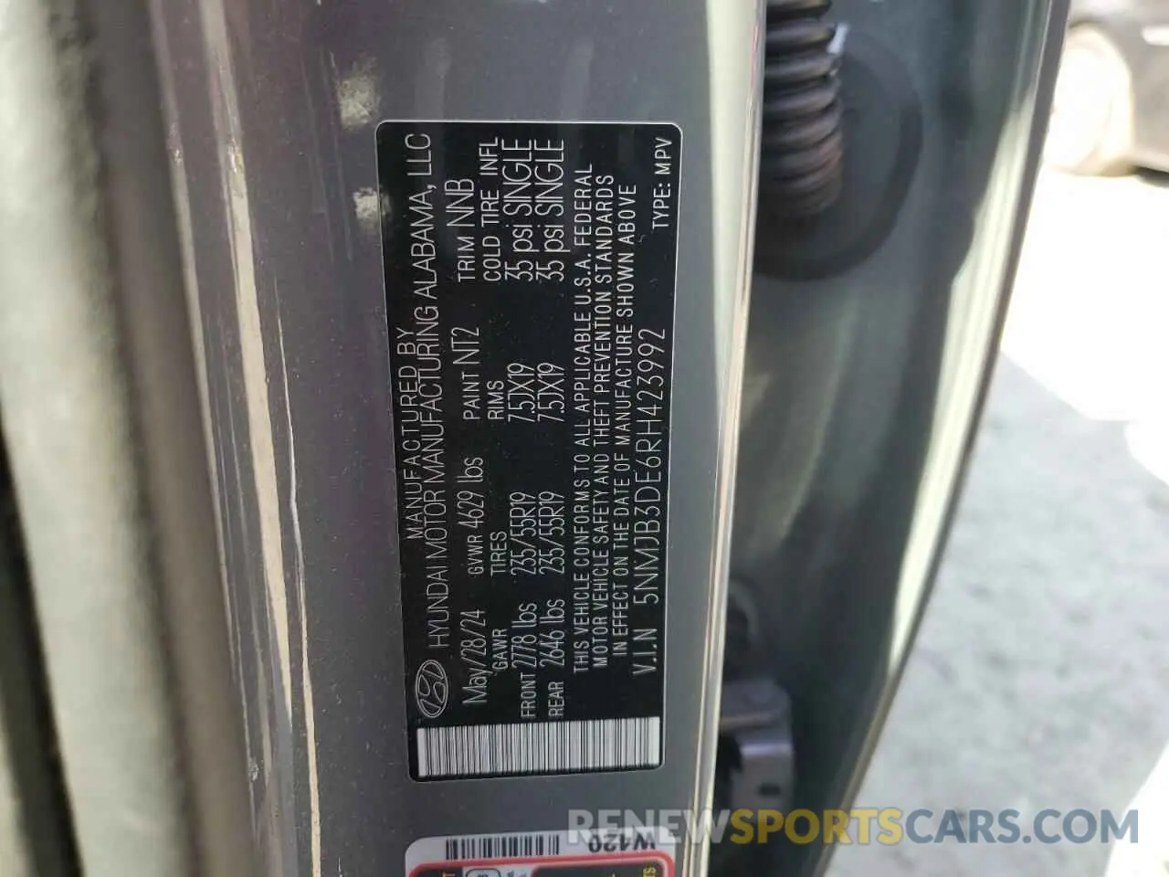 15 Photograph of a damaged car 5NMJB3DE6RH423992 HYUNDAI TUCSON 2024