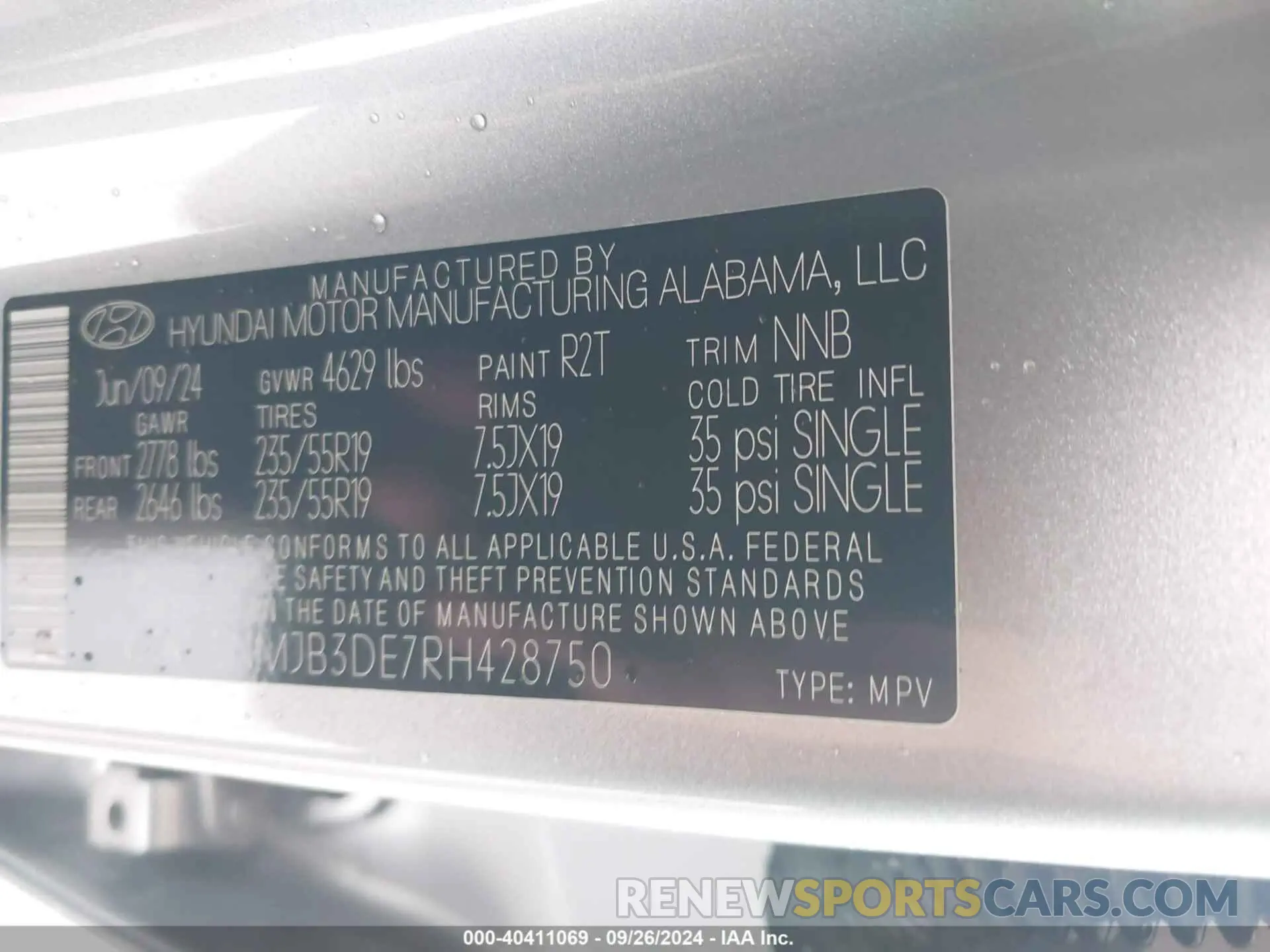 9 Photograph of a damaged car 5NMJB3DE7RH428750 HYUNDAI TUCSON 2024