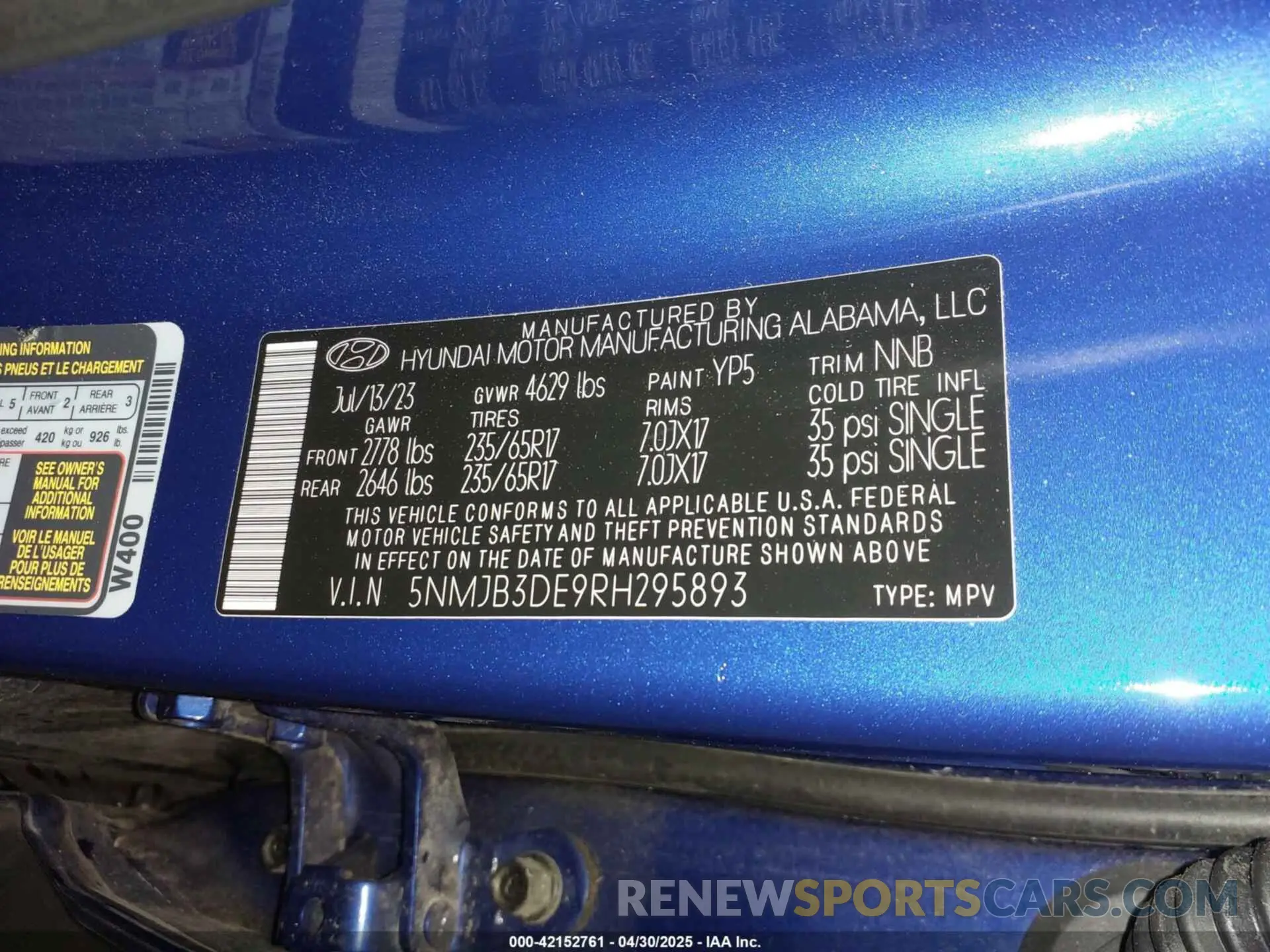 9 Photograph of a damaged car 5NMJB3DE9RH295893 HYUNDAI TUCSON 2024