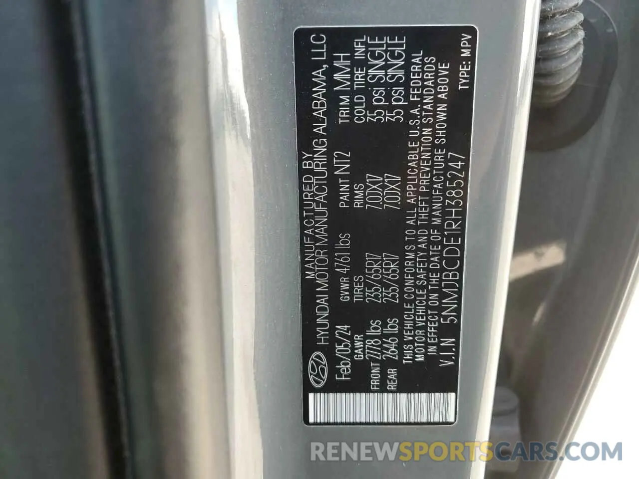 15 Photograph of a damaged car 5NMJBCDE1RH385247 HYUNDAI TUCSON 2024