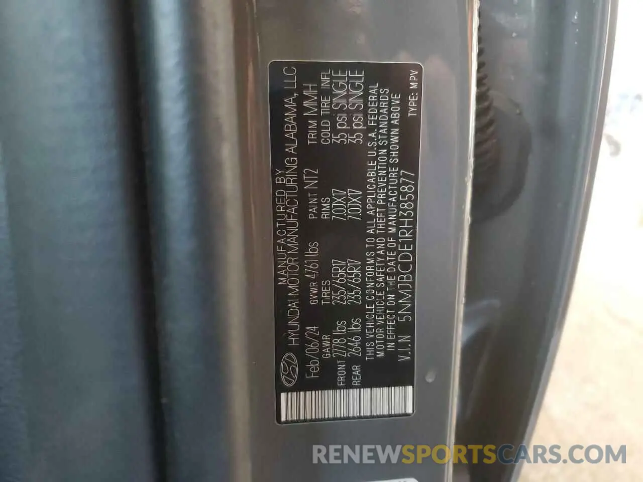 13 Photograph of a damaged car 5NMJBCDE1RH385877 HYUNDAI TUCSON 2024