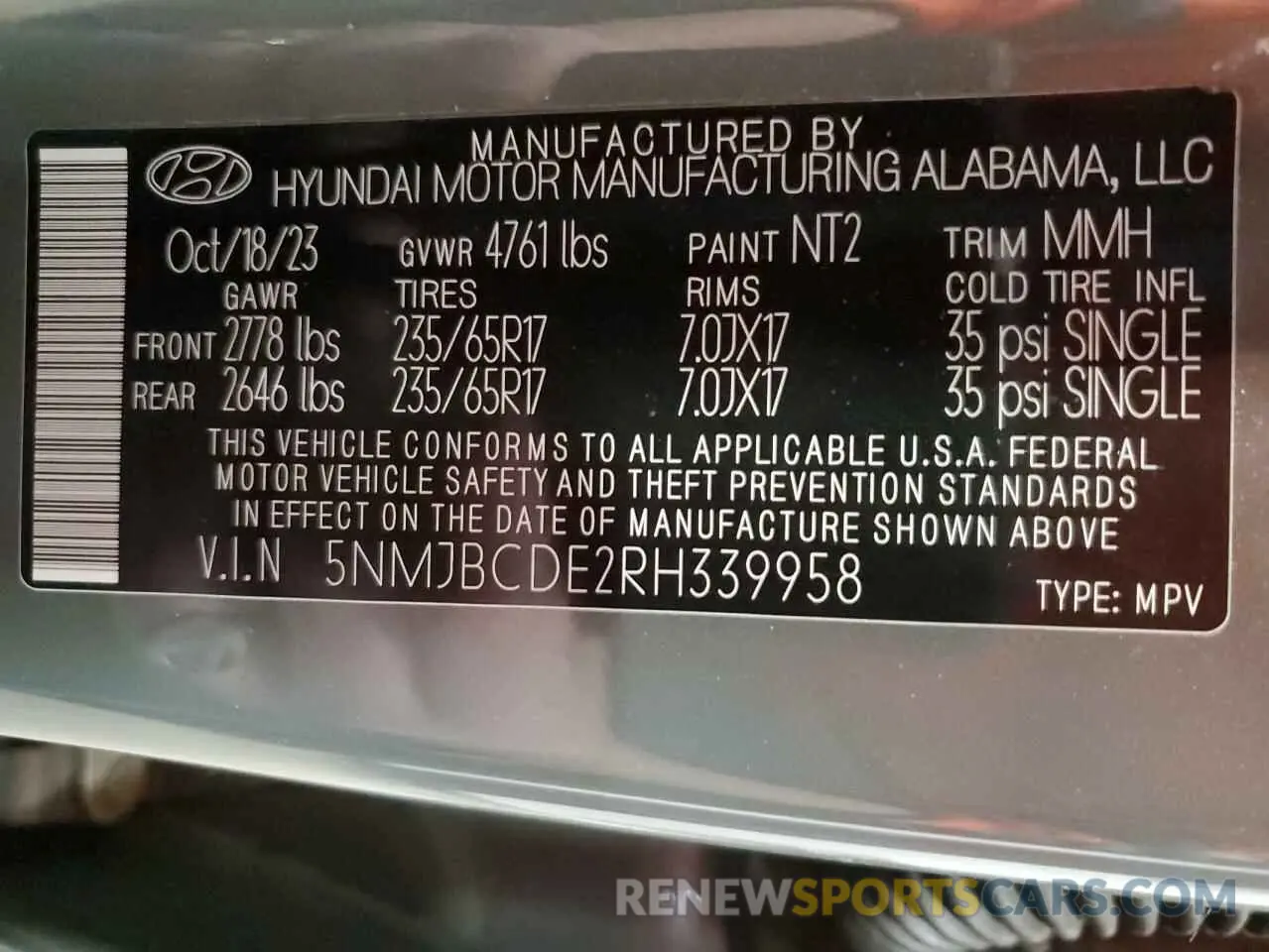 14 Photograph of a damaged car 5NMJBCDE2RH339958 HYUNDAI TUCSON 2024