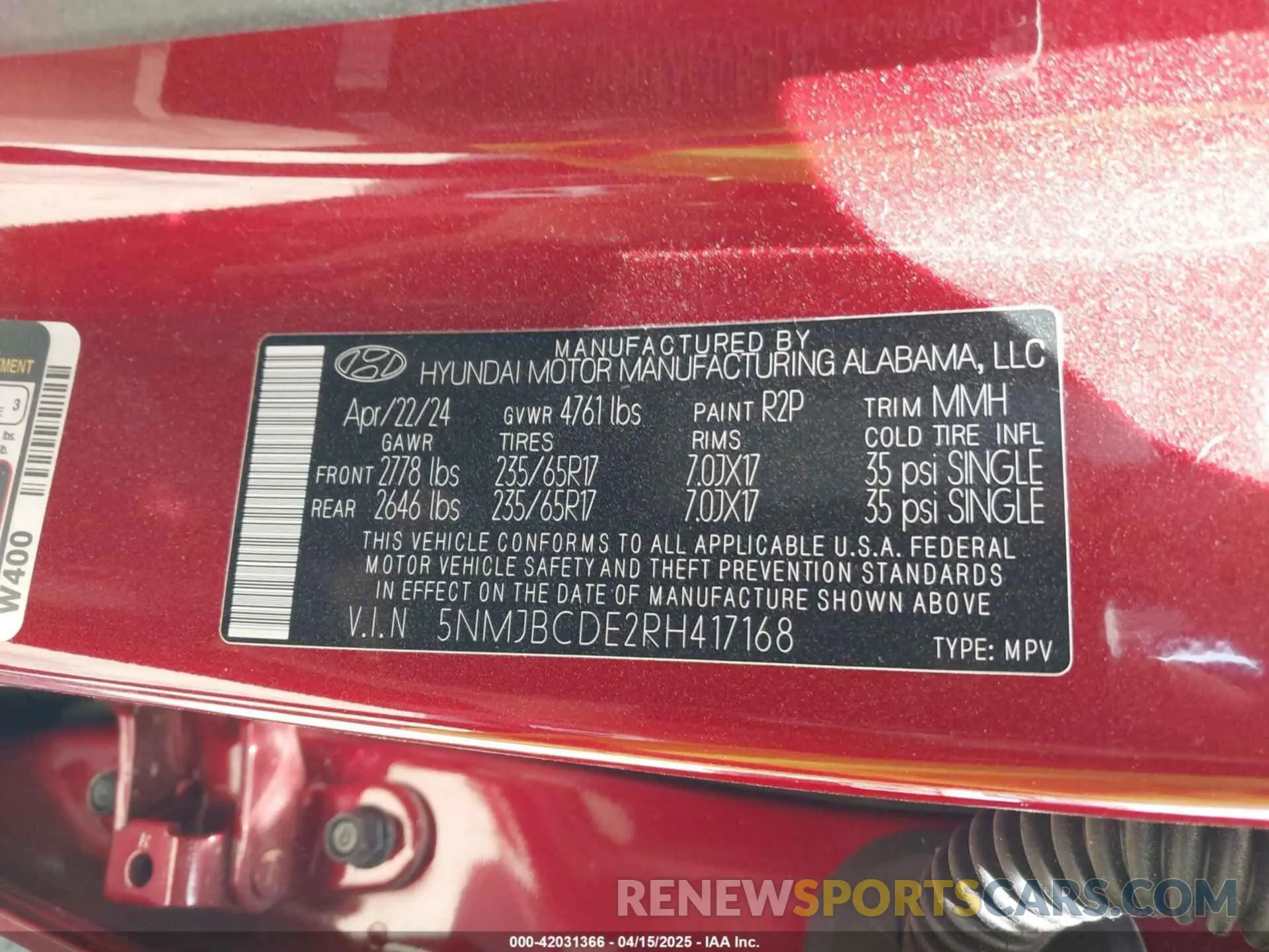 9 Photograph of a damaged car 5NMJBCDE2RH417168 HYUNDAI TUCSON 2024