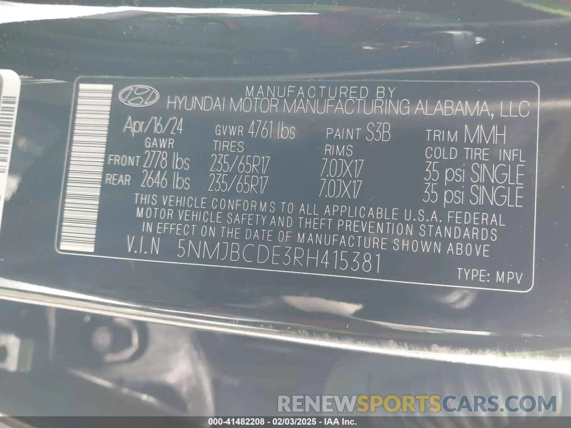 9 Photograph of a damaged car 5NMJBCDE3RH415381 HYUNDAI TUCSON 2024