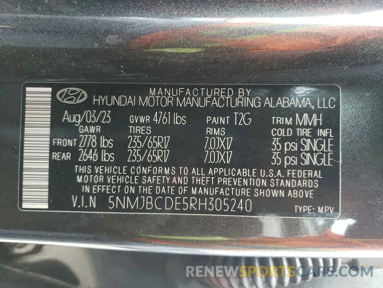 13 Photograph of a damaged car 5NMJBCDE5RH305240 HYUNDAI TUCSON 2024
