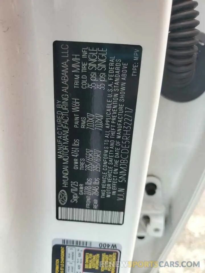 14 Photograph of a damaged car 5NMJBCDE5RH322717 HYUNDAI TUCSON 2024