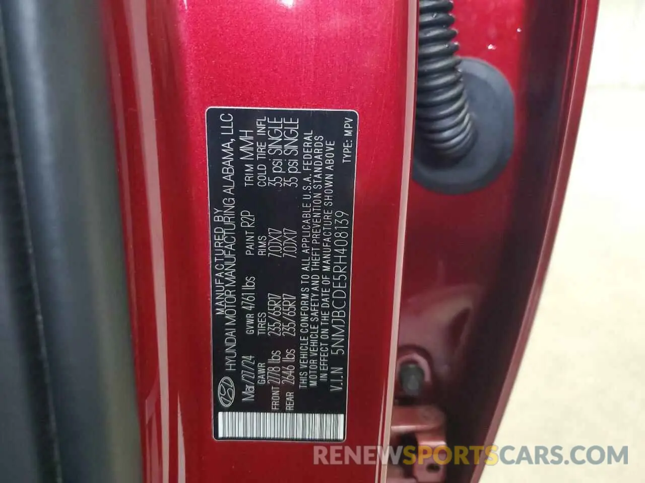13 Photograph of a damaged car 5NMJBCDE5RH408139 HYUNDAI TUCSON 2024