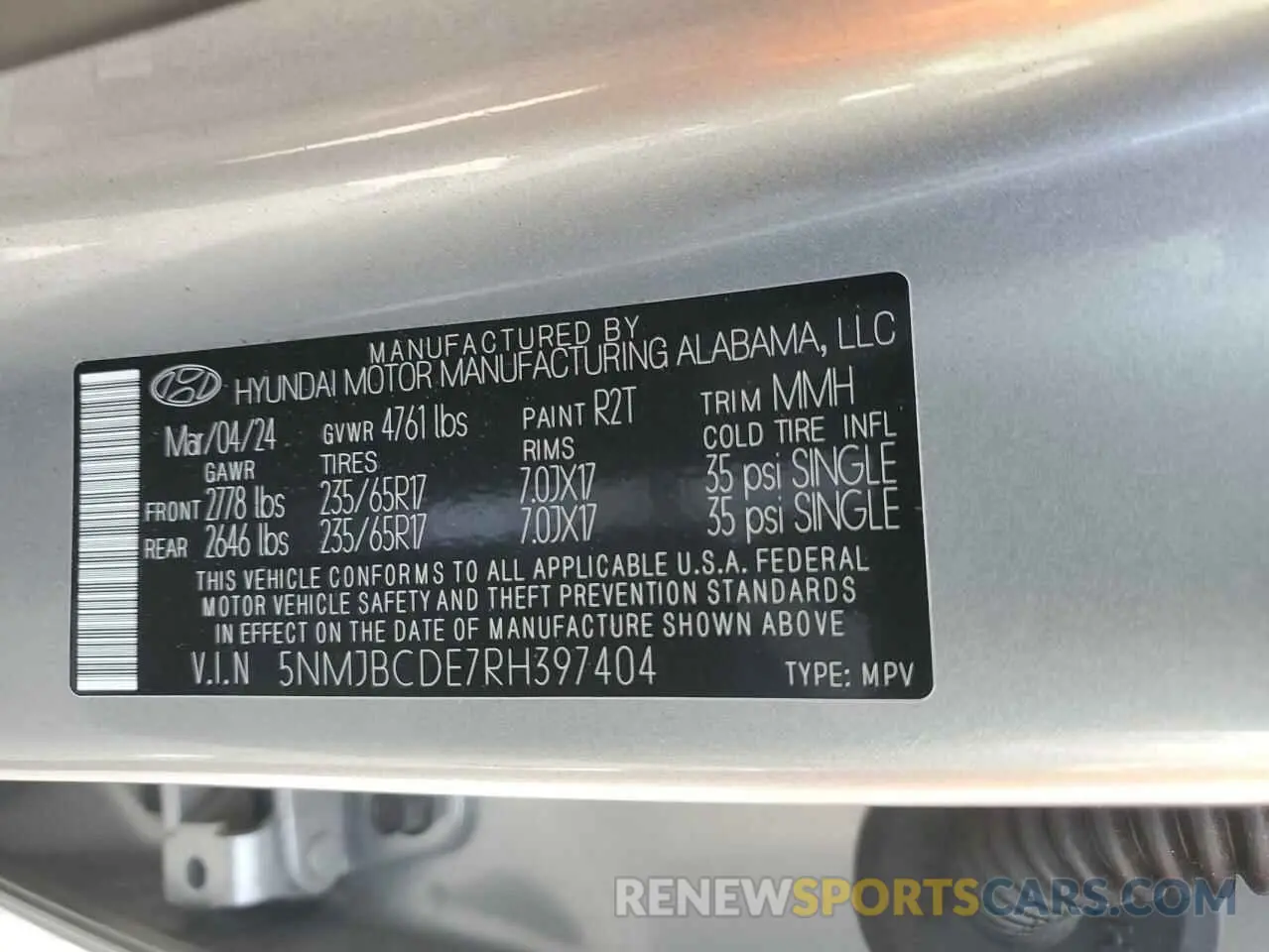 14 Photograph of a damaged car 5NMJBCDE7RH397404 HYUNDAI TUCSON 2024