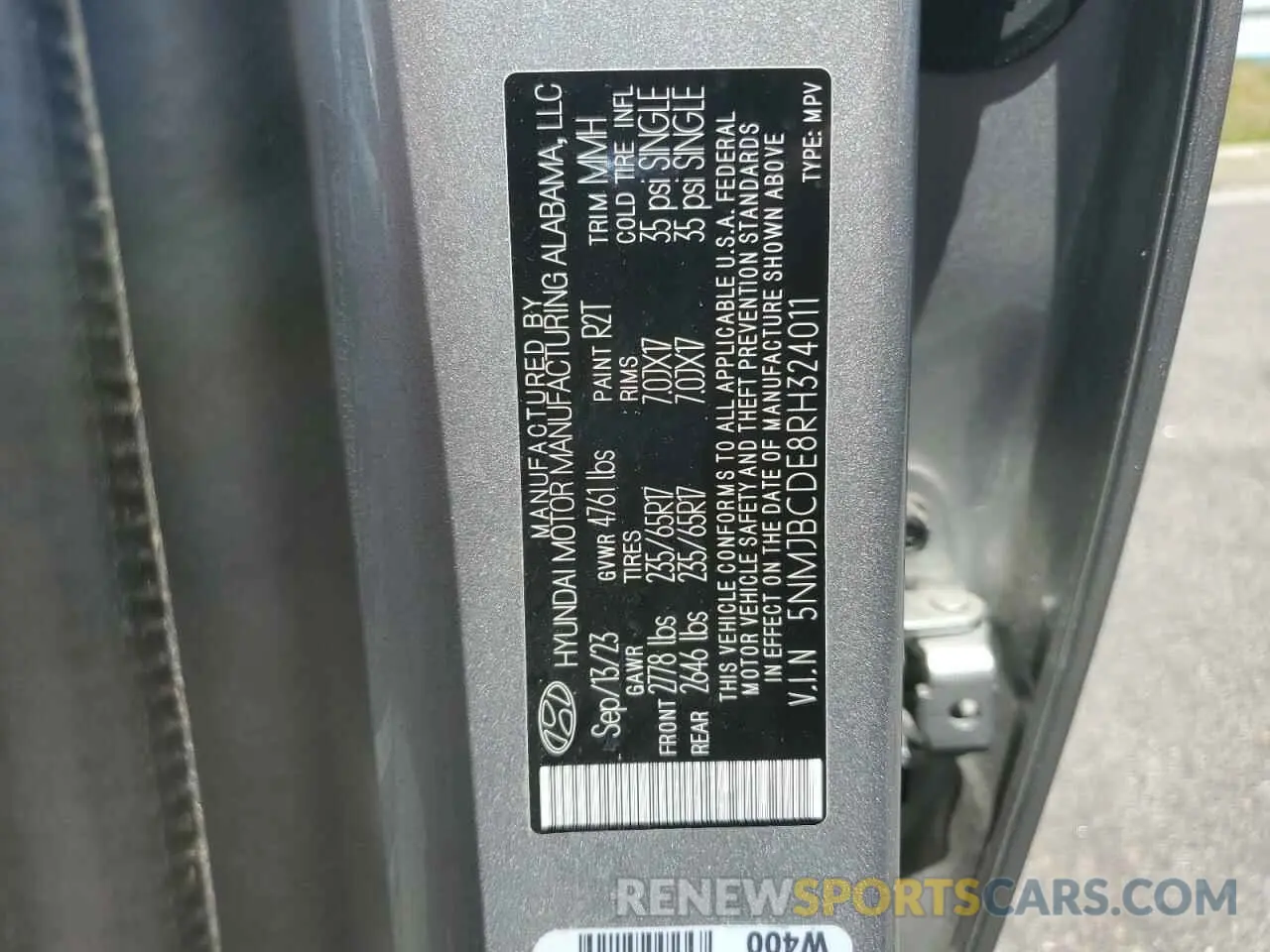 14 Photograph of a damaged car 5NMJBCDE8RH324011 HYUNDAI TUCSON 2024