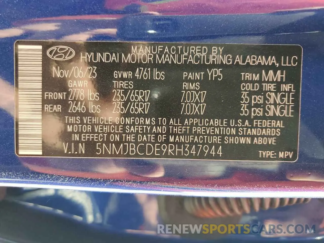 13 Photograph of a damaged car 5NMJBCDE9RH347944 HYUNDAI TUCSON 2024