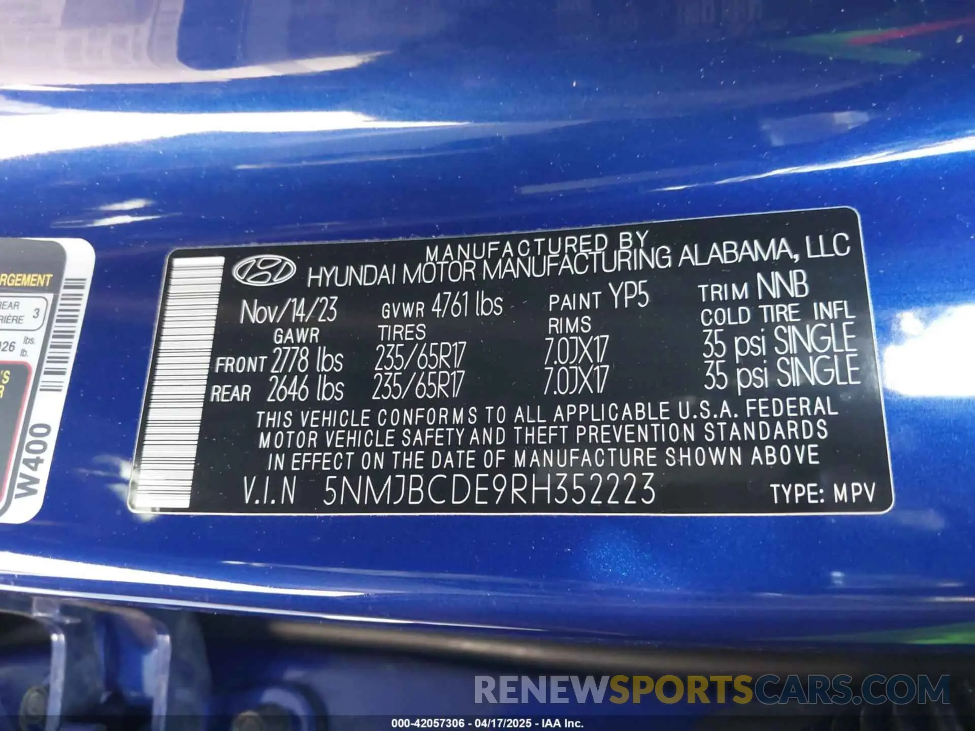 9 Photograph of a damaged car 5NMJBCDE9RH352223 HYUNDAI TUCSON 2024