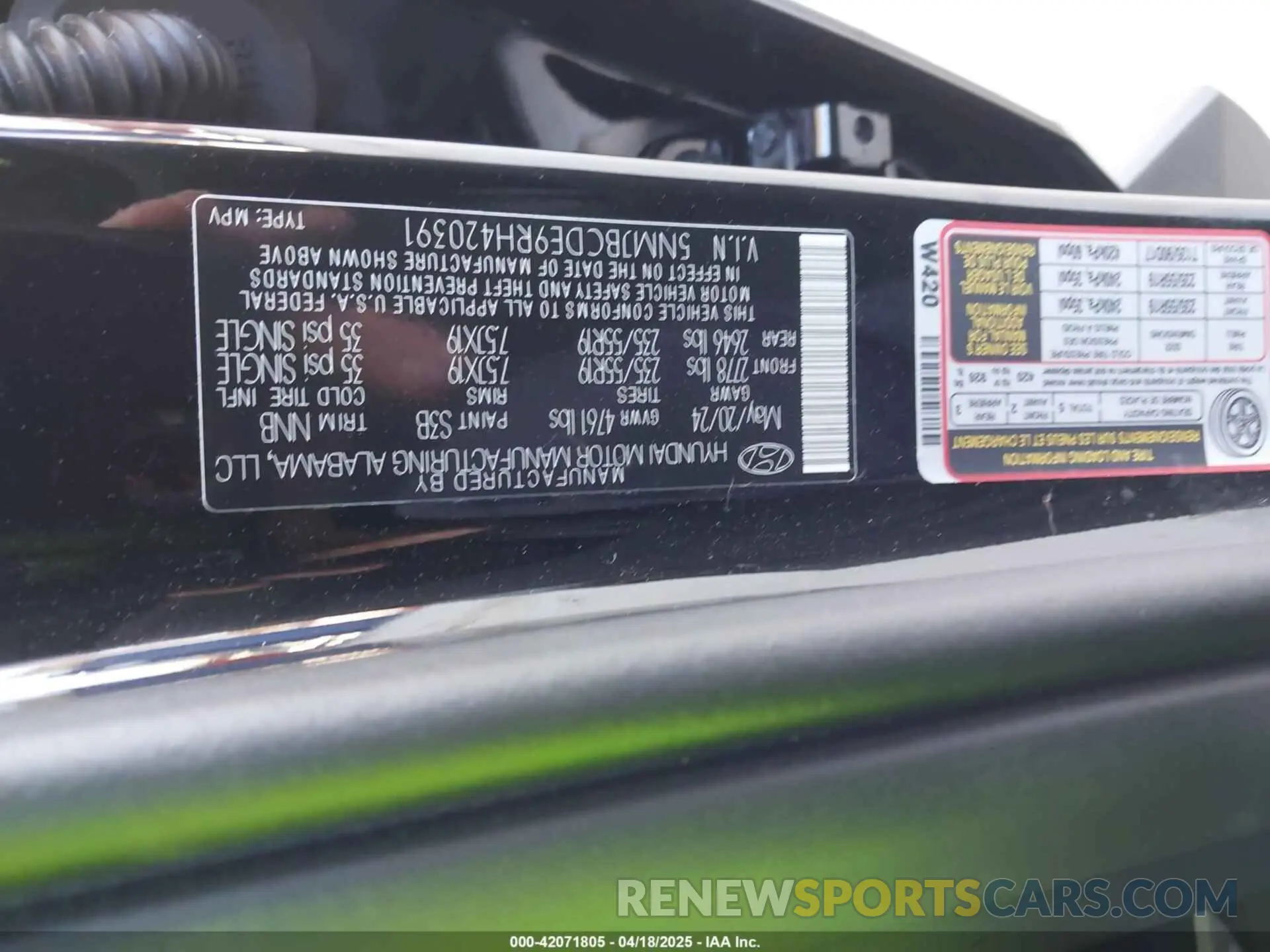 9 Photograph of a damaged car 5NMJBCDE9RH420391 HYUNDAI TUCSON 2024
